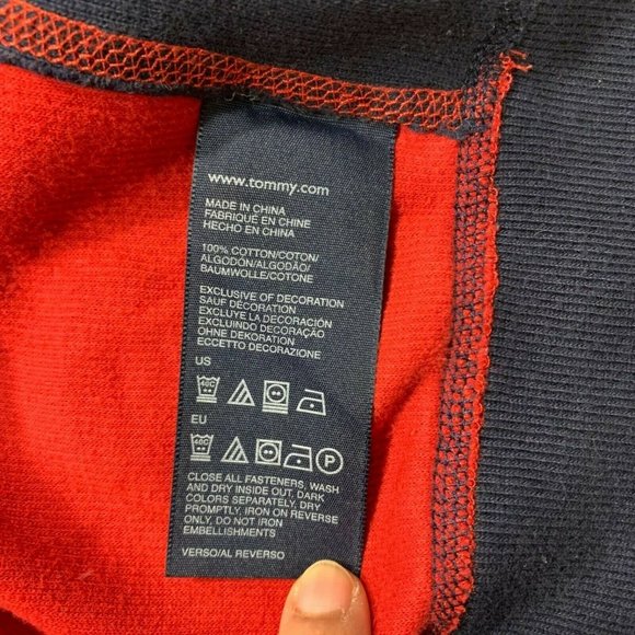 Tommy Hilfiger Crest Spell Out Jacket Full Zip Sweatshirt Cotton Red Blue L Mint - Picture 8 of 12